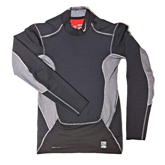 Nike Pro Combat Dri-Fit Fitted T-Shirt Mens Medium Black Long‎ Sleeve - Picture 1 of 6